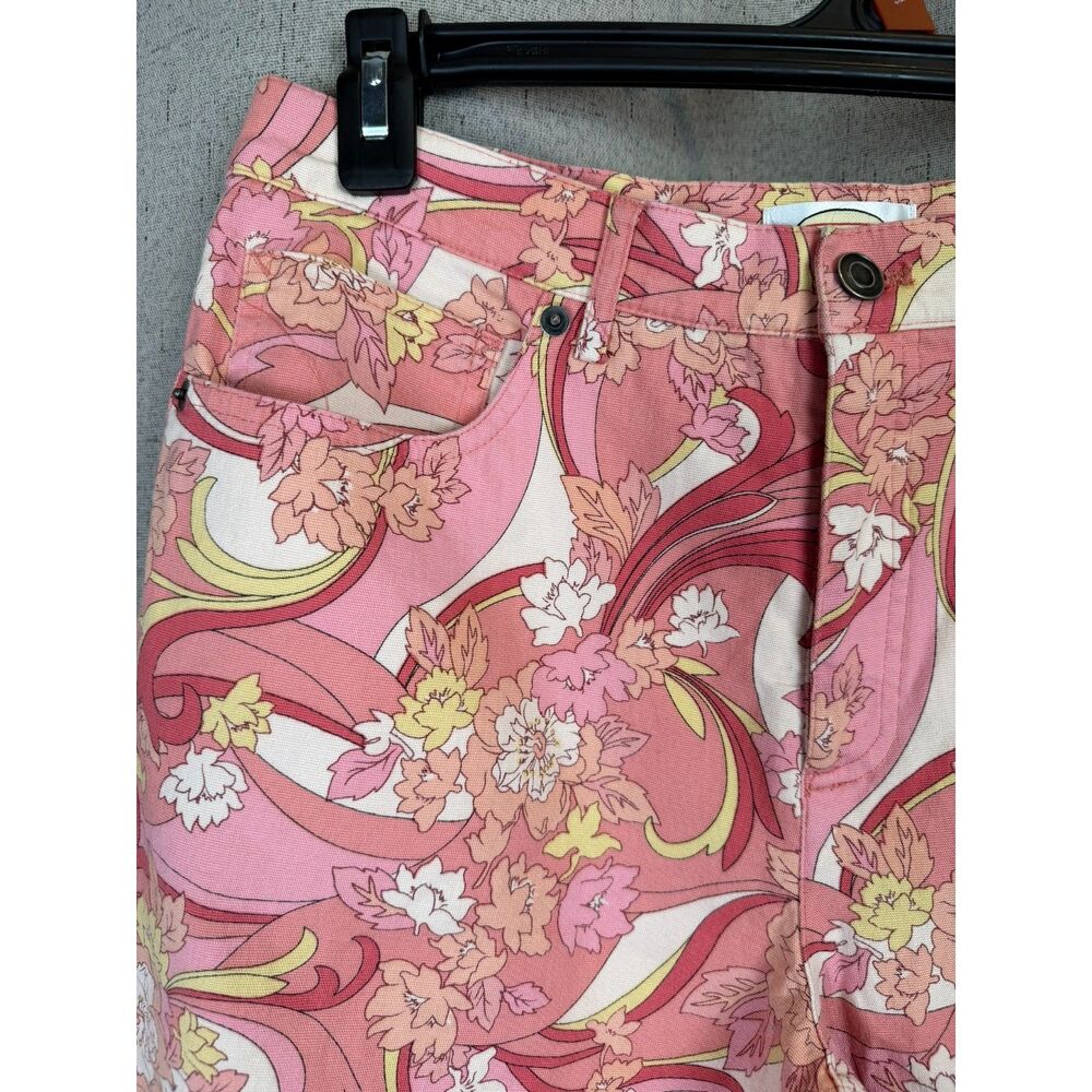 Talbots Petites Pink Baroque Floral Scroll Print Stretch Crop Pants - Picture 4 of 5